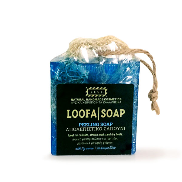 LOOFA-HANGING-BLUE HANGING LOOFA SOAP | 110gr